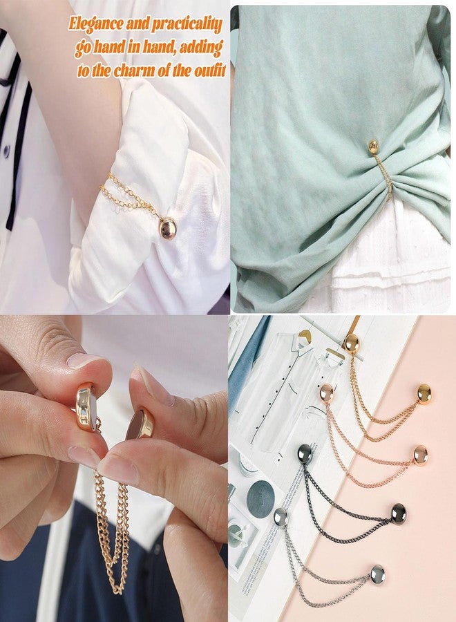 BlingNook Multi-Function Magtic Clothing Clips, 8 Packs Strongest Strength Buttons Clips with Chain Multi-Purpose Magnec Pinless Brooch for Women Clothes Hijab Pins Decorate(8Pcs) - Image 3